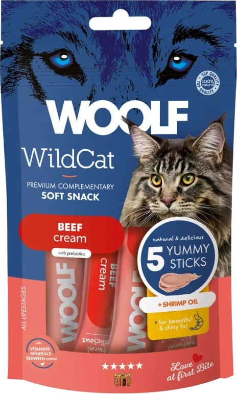 مكافآت القطط الكريمية Woolf WildCat بنكهة اللحم البقري