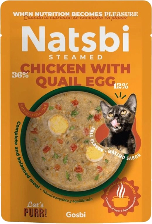 Natsbi Steamed Chicken with Quail Egg cat food pouch